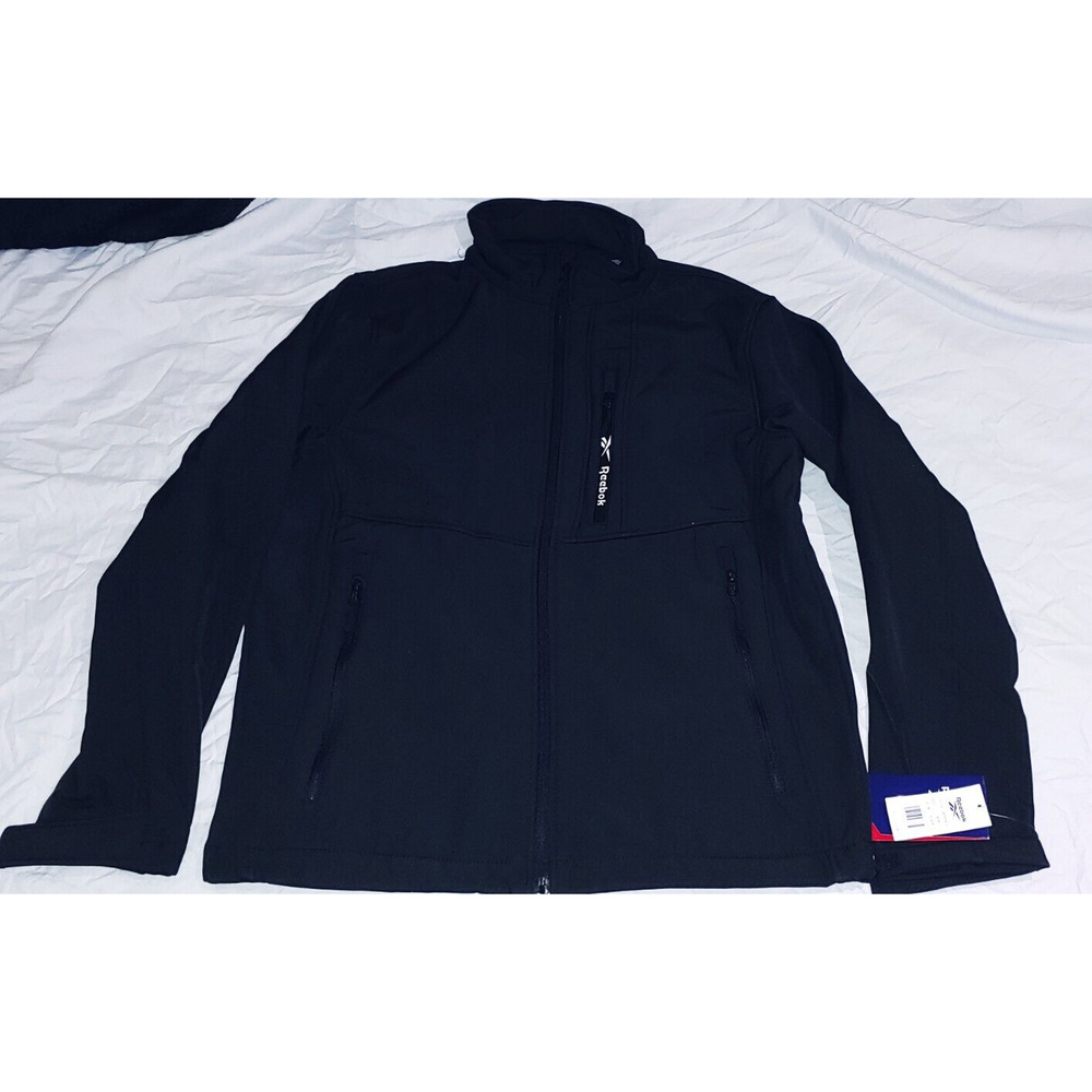 Reebok Mens Fleece Lined Outerwear Softshell 3 Outer Zip Pockets Jacket Coat L